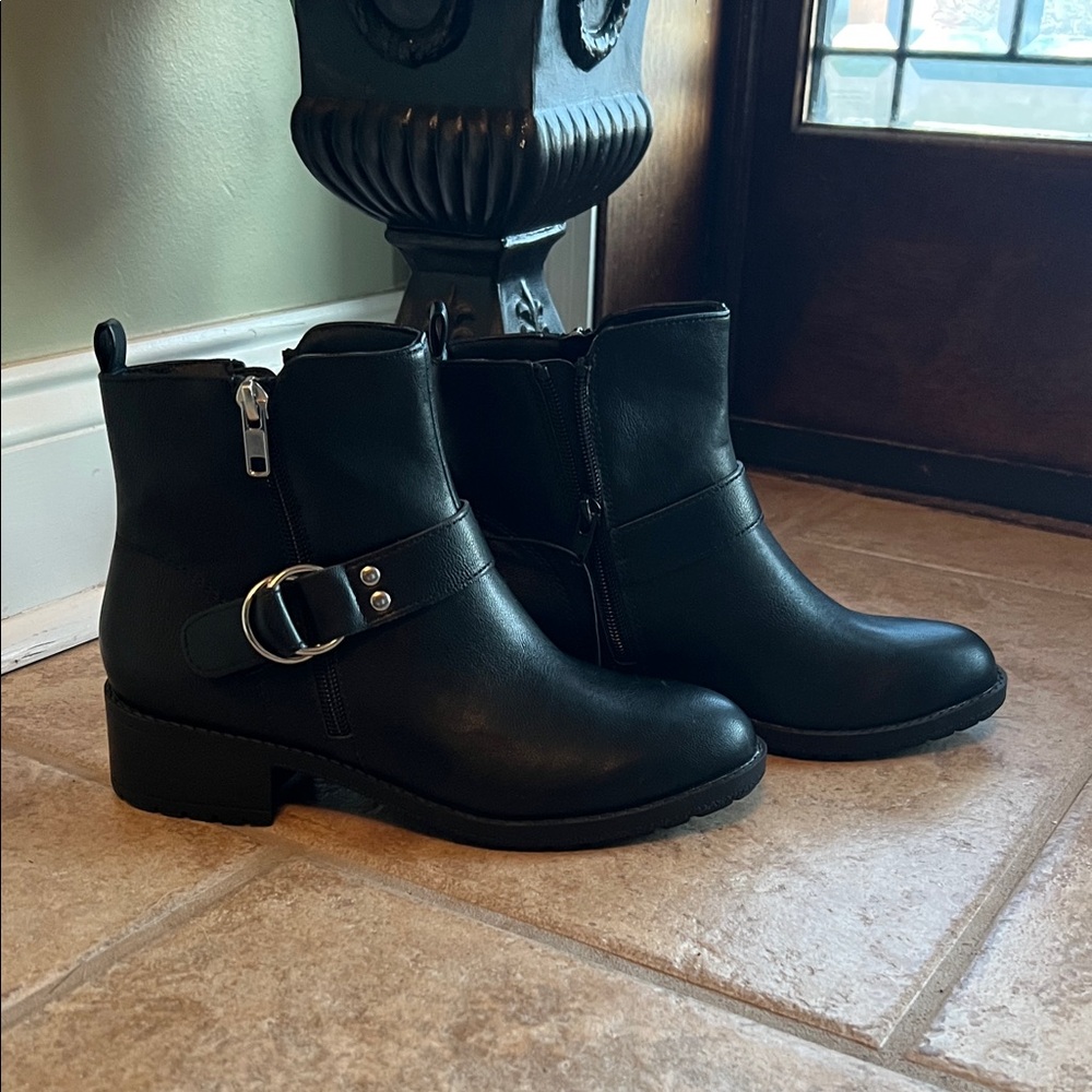 Me Too Black Ankle Booties with Buckle
